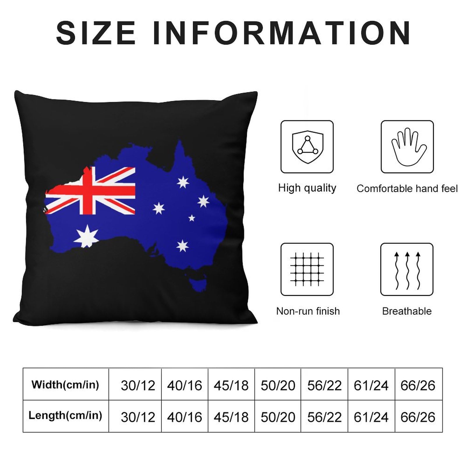 Australia Flag Map Plush Pillow Covers - Soft & Smooth 24x24 Inch Cushion Covers for Sofa, Bed, Dorm - Set of 4 Cozy Decorative Throw Pillow Cases for Home, Office, Travel & Gift Giving