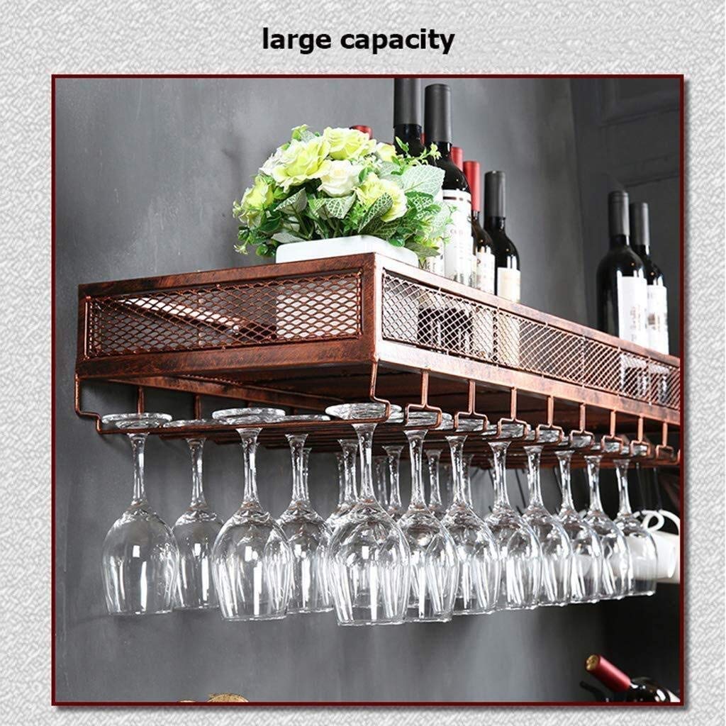 Vintage Wall Wine Rack - Black 80x35cm for Bar & Glass Storage
