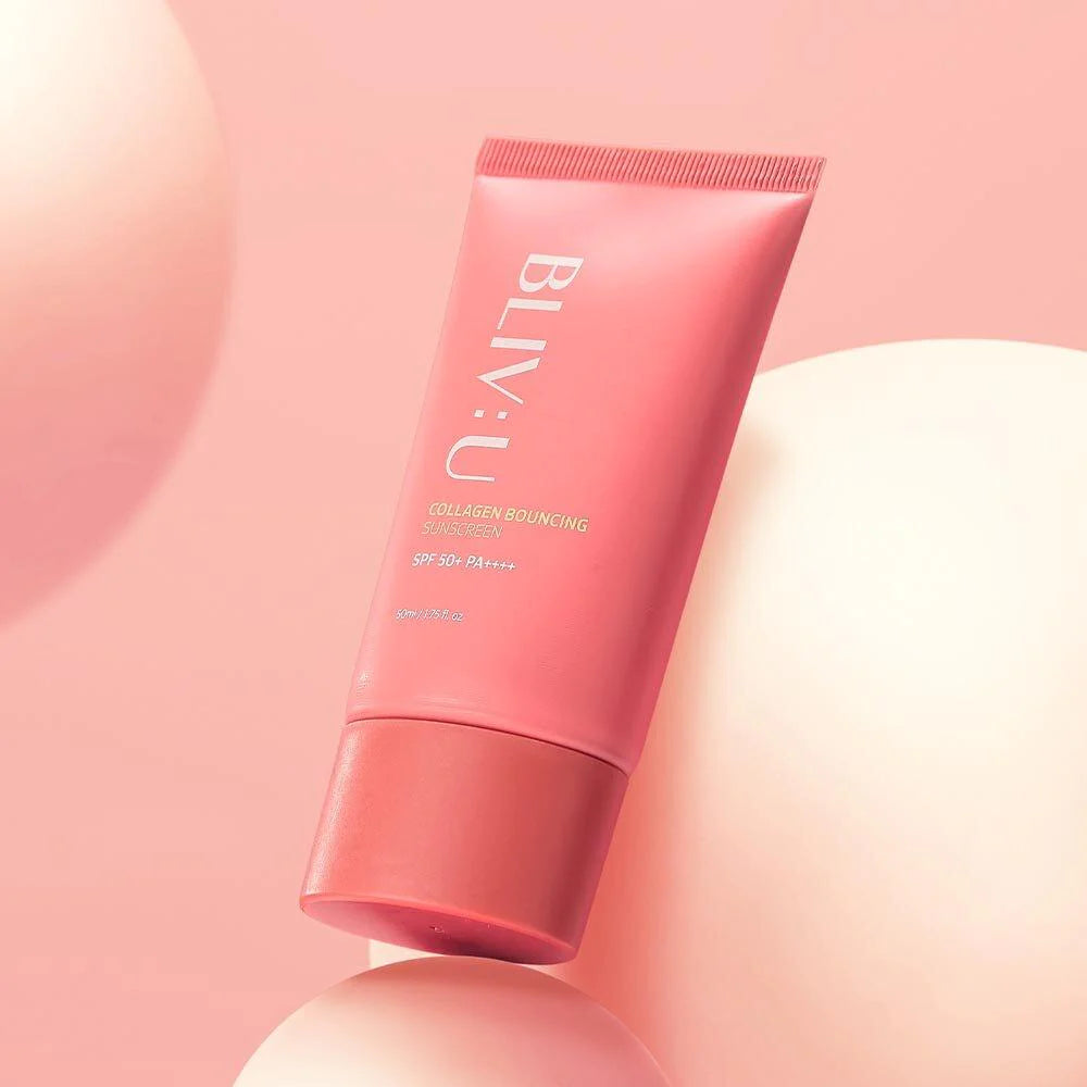 BLIV:U Collagen Bouncing Sunscreen SPF50+ PA++++ 50ml - Hydrating & Anti-Aging Face Sunscreen for Daily Use, Outdoor Activities & Travel