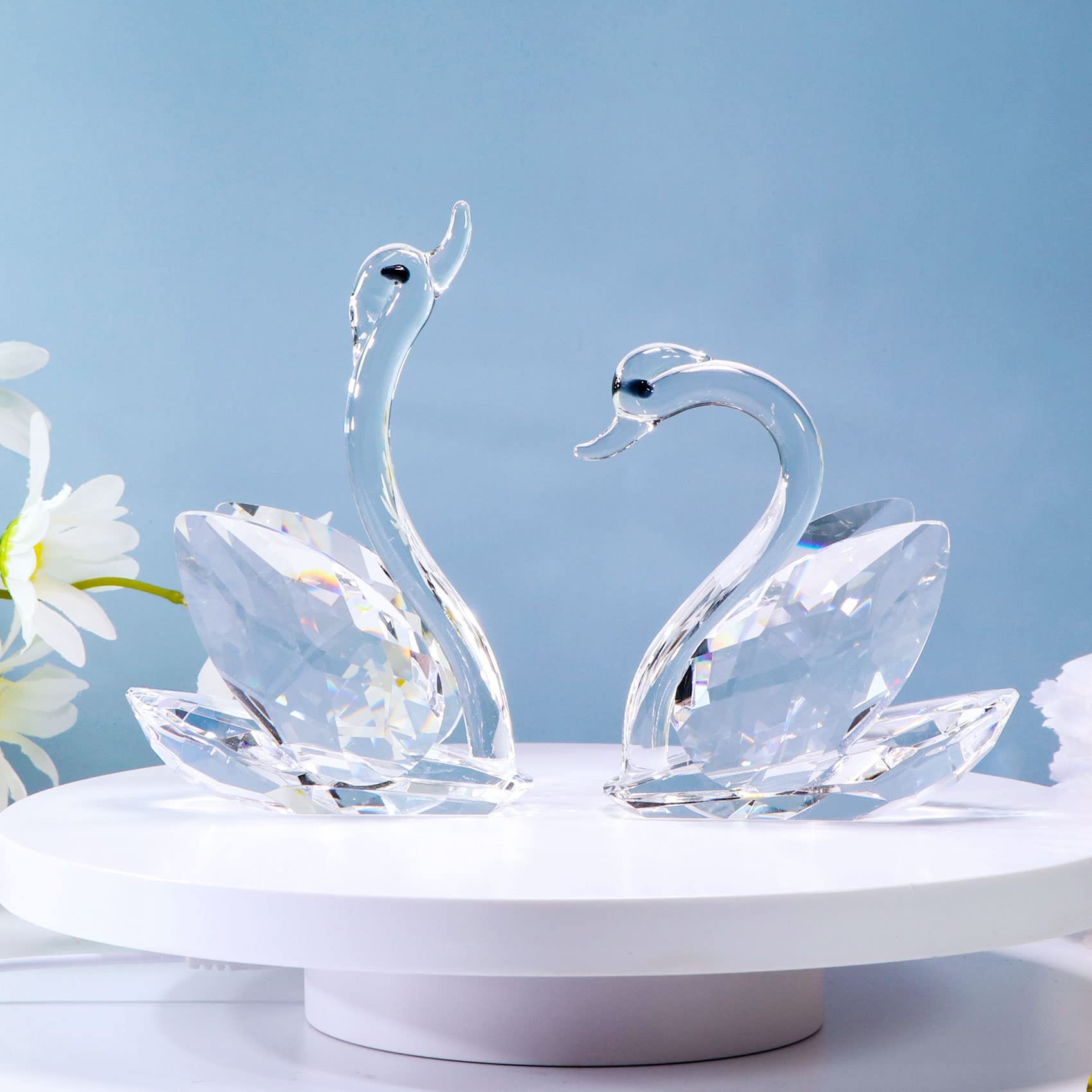 25th Anniversary Crystal Swan Figurine - Elegant Silver Diamond Swan Statue for Couples | Romantic Wedding Anniversary Gift for Wife & Husband | Perfect Birthday Present for Her or Him | Home Decor & Romantic Surprise Gift Idea