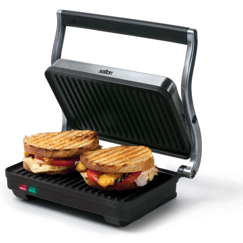SALTON SG1263 Stainless Steel Panini Grill Press - Perfect for Sandwiches, Paninis & Breakfast Cooking at Home or Restaurant Use