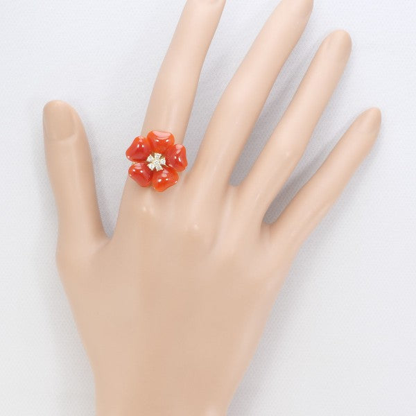 18K Yellow Gold Coral Diamond Ring for Women - Elegant Jewelry Gift for Anniversary, Engagement & Special Occasions