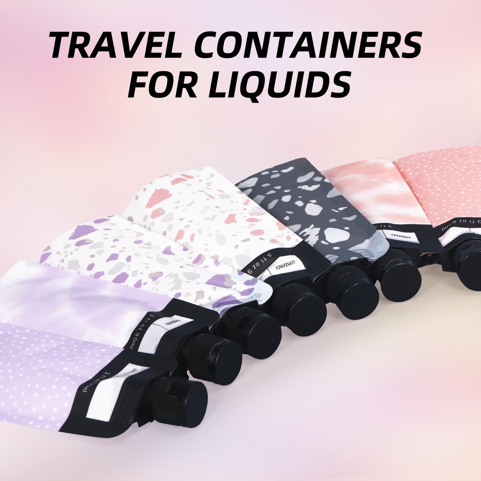 6-Pack 3oz Leak-Proof Refillable Travel Squeeze Pouches | TSA Approved Toiletry Containers for Liquids, Lotions & Cosmetics | Perfect for Air Travel, Gym Bags & On-The-Go Essentials