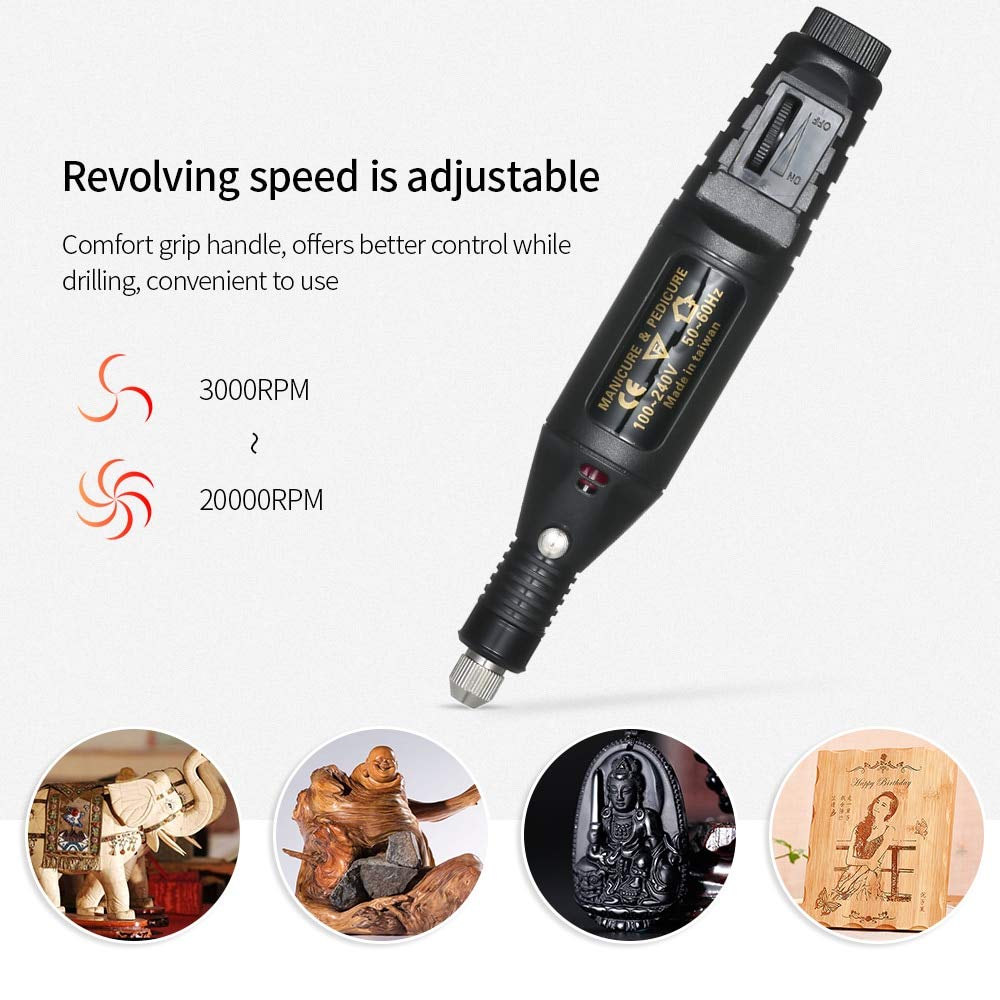14-Piece Mini Electric Grinder Drill Tool Set - 100V-240V Variable Speed Rotary Engraving Pen for Milling, Polishing & Carving (US Plug) - Perfect for DIY Crafts, Jewelry Making & Woodworking Projects
