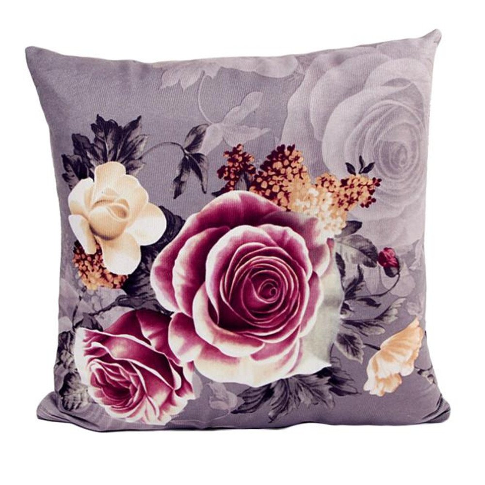 LOKODO Peony Printed Pillow Cases & Cushion Covers - Soft Sofa Bed Pillow Protectors for Home Decor | Perfect for Living Room, Bedroom & Office Decor