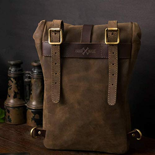 Trip Machine Company Genuine Leather Mini Pannier Bag - Tobacco Brown for Motorcycle, Bicycle & Urban Commuting