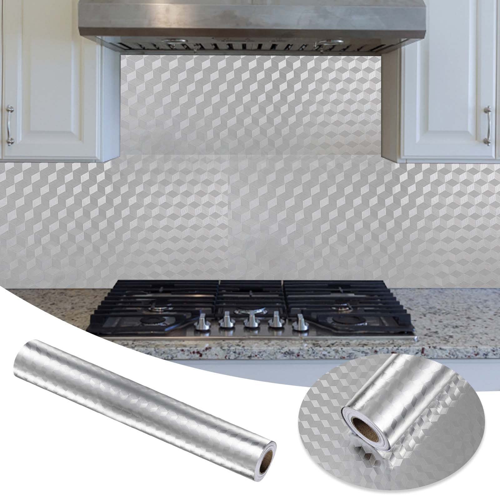 Oil-Proof Kitchen Stickers - Self-Adhesive Backsplash Wallpaper, DIY Aluminum Foil Stickers for Stove, Countertop & Drawer | Perfect for Kitchen Renovation & Home Decor