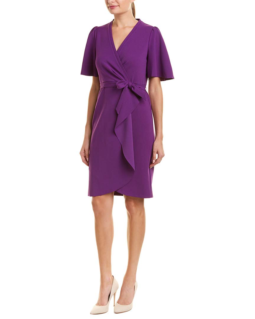Donna Morgan Women's Crepe Faux Wrap Dress - Elegant Flowy Midi Dress for Work, Party & Special Occasions | Plus Size Options Available