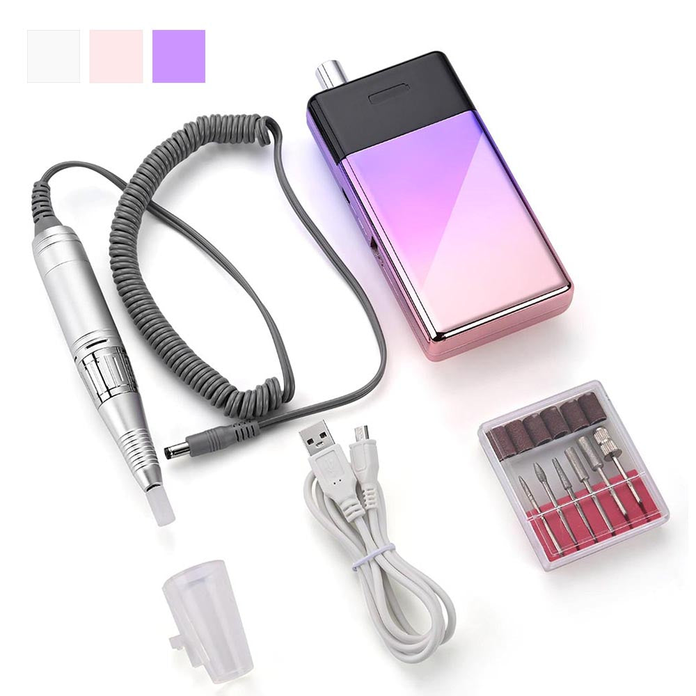 Rechargeable Nail Drill Machine for Acrylic Nails - Professional Manicure & Pedicure Kit with 6 Bits & LED Light | Perfect for Home Salon, Nail Art Design & DIY Nail Care