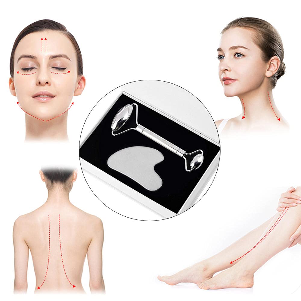 Premium Stainless Steel Gua Sha Massage Tool - Facial & Body Scraper for Skin Care, Lymphatic Drainage & Slimming - Includes Storage Box | Perfect for Home Spa, Self-Care & Beauty Routine