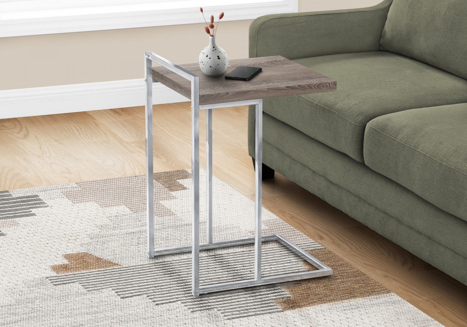 Rustic Cedar Side Table in Taupe - Small End Table for Living Room, Bedroom, or Patio - Natural Wood Nightstand with Sturdy Design