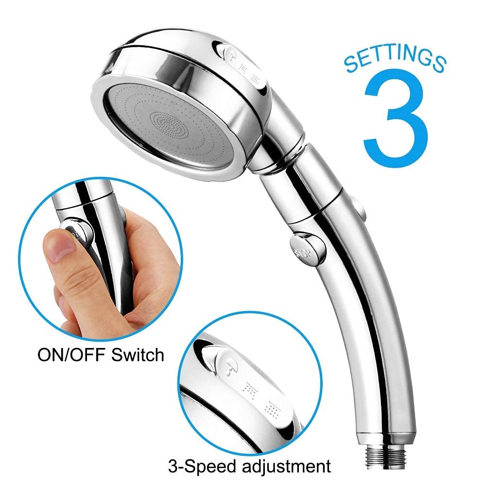 High Pressure ABS Plastic Shower Head Set - 3/1 Set Water Saving Bath Handheld Shower Head for Relaxing Spa Experience at Home
