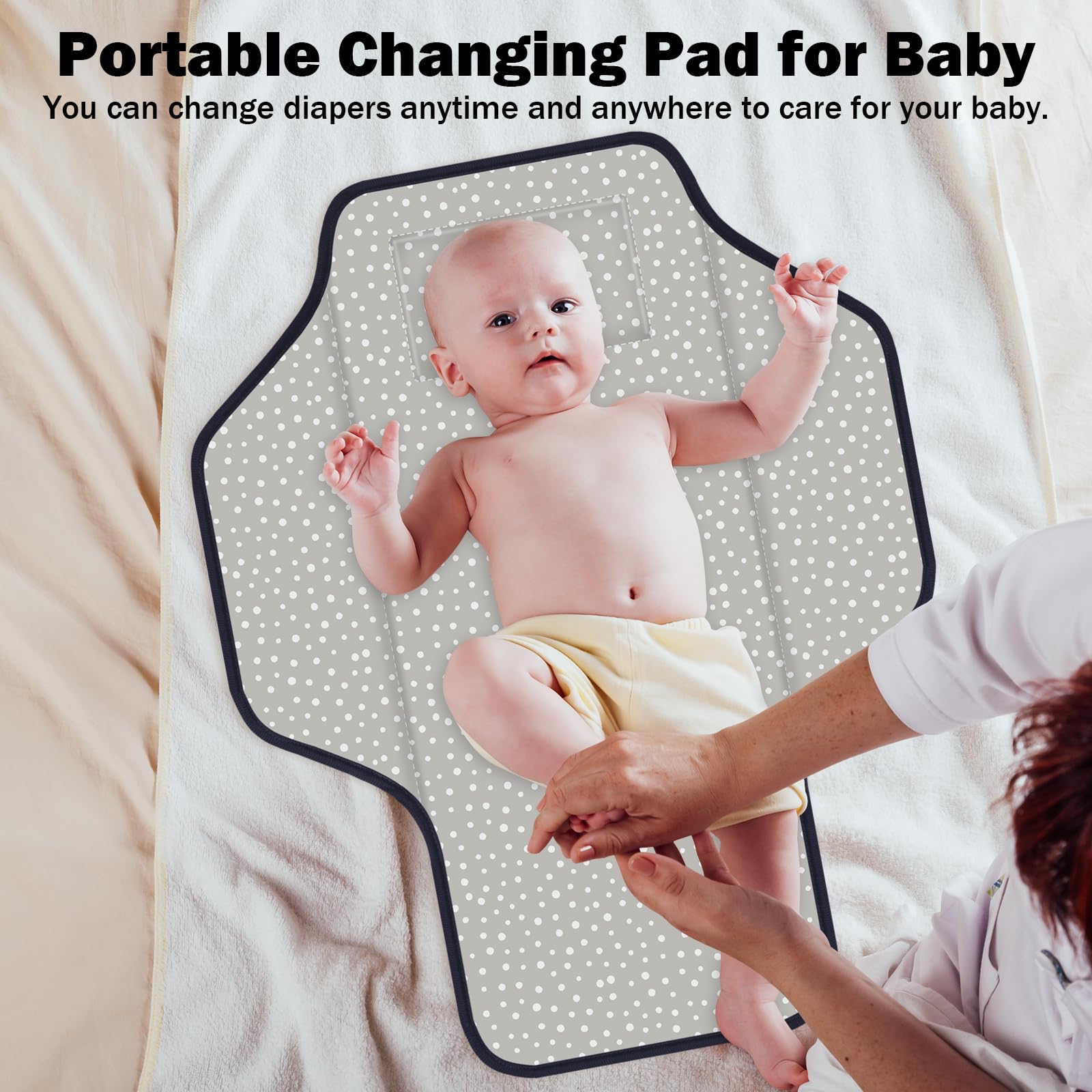 Portable Baby Diaper Changing Pad - Foldable Travel Changing Mat with Built-in Pillow, Waterproof Compact Diaper Station for Newborns & Infants | Perfect for Nursery, On-the-Go & Baby Showers (Black Astral)