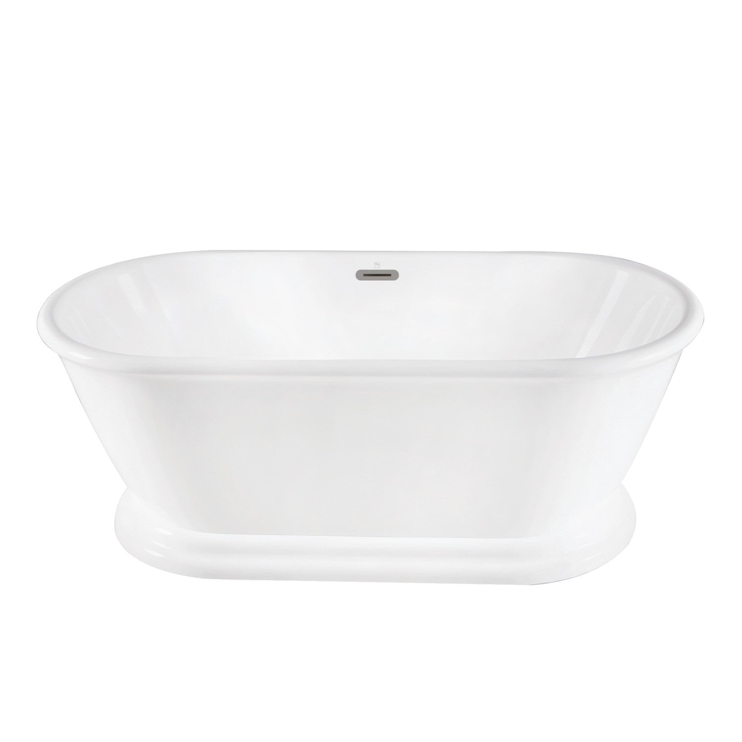 Aqua Eden 66 Inch Acrylic Oval Freestanding Bathtub - Double Ended Pedestal Soaking Tub with Drain, Glossy White & Brushed Nickel Finish - Perfect for Luxury Bathrooms & Spa Retreats