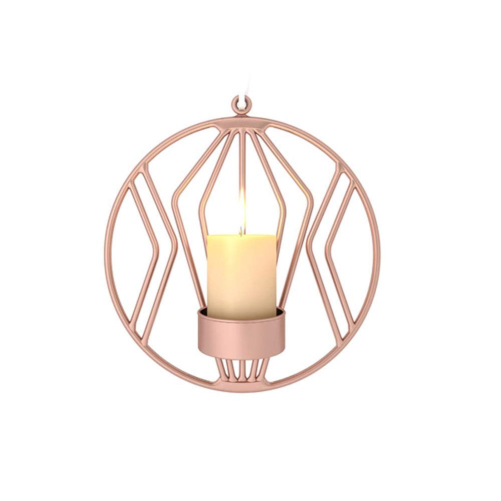 Rose Gold Metal Wall Candle Holder - Elegant Iron Tealight Candlestick for Home Decor, Wedding, Party, Christmas & New Year - Perfect for Romantic Dinners, Holiday Decorations & Special Events