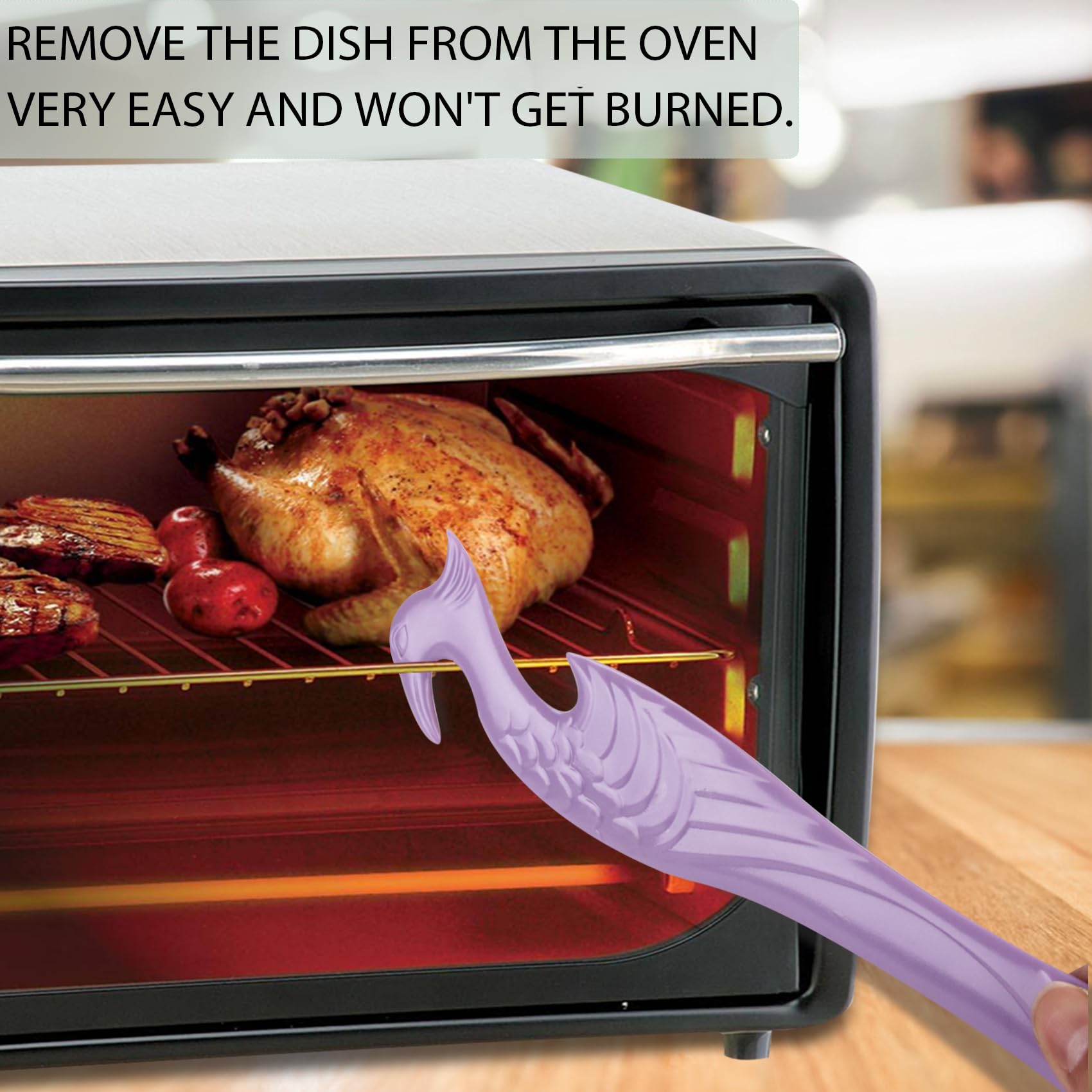 11-Inch Oven Rack Push Pull Tool 2-Pack - Long Handle Oven Rack Puller for Easy Removal - Compatible with Oven, Toaster Oven & Air Fryer - Safe & Convenient Kitchen Accessory (Violet, 2-Pack) - Perfect for Baking, Roasting & Cooking Tasks