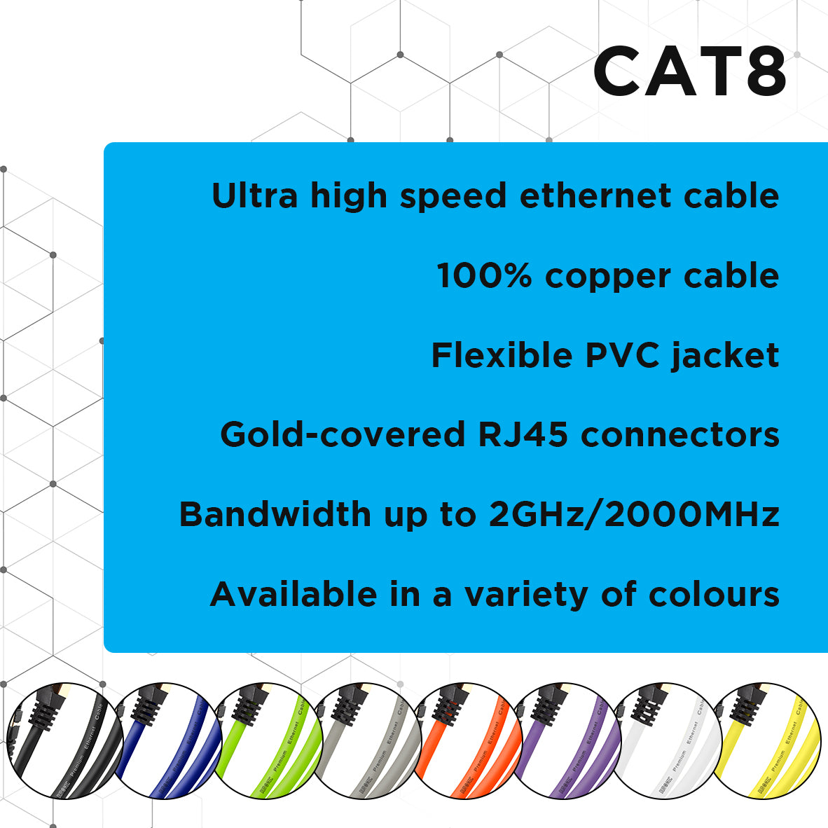Duronic CAT 8 Ethernet Cable 3M (10ft) - High Speed 40Gbps, 2000MHz Shielded Network Cable with Snagless RJ45 Connector - Perfect for Gaming, Streaming & Home Office Setup (Purple)