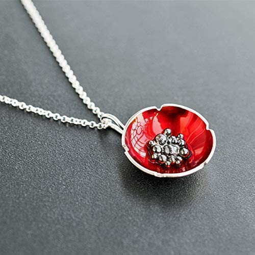 Enamel Jewelry Gift Set for Women - Red Floral Bridal Jewelry, Silver Wedding Jewelry Set, Mother's Day Gift - Perfect for Weddings, Anniversaries & Special Occasions