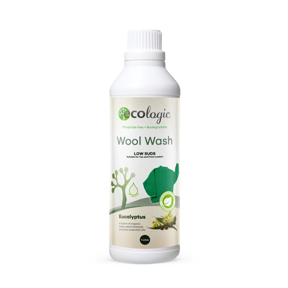 ECOLOGIC Natural Wool Wash with Eucalyptus - 1L Eco-Friendly Laundry Detergent for Delicate Fabrics - Perfect for Hand Washing & Machine Washing Woolens