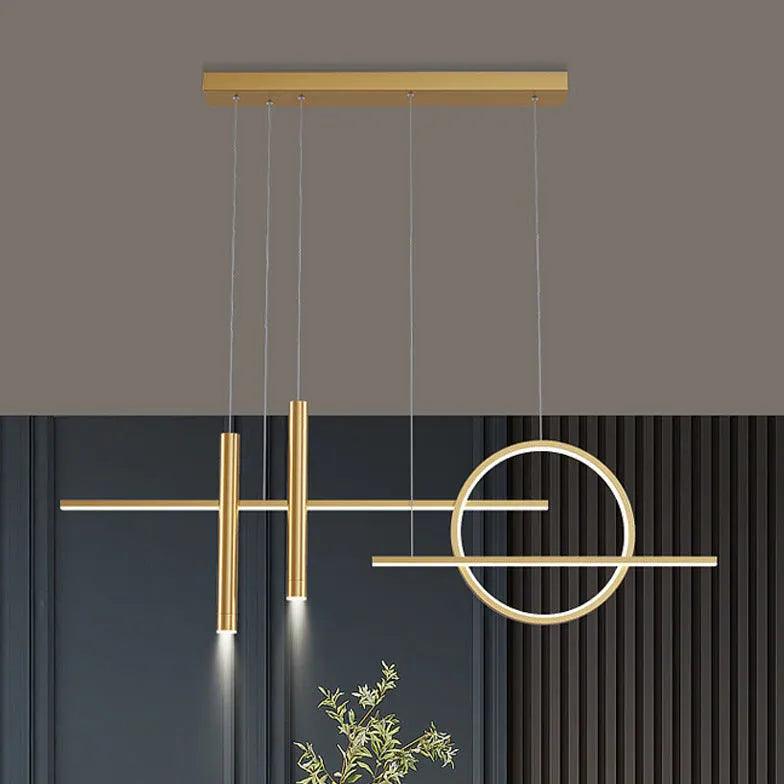 Modern Ring Bar Vertical LED Pendant Light - Adjustable Hanging Fixture for Kitchen Island, Dining Room & Bar Counter Lighting - Dimmable Industrial Chic Decor