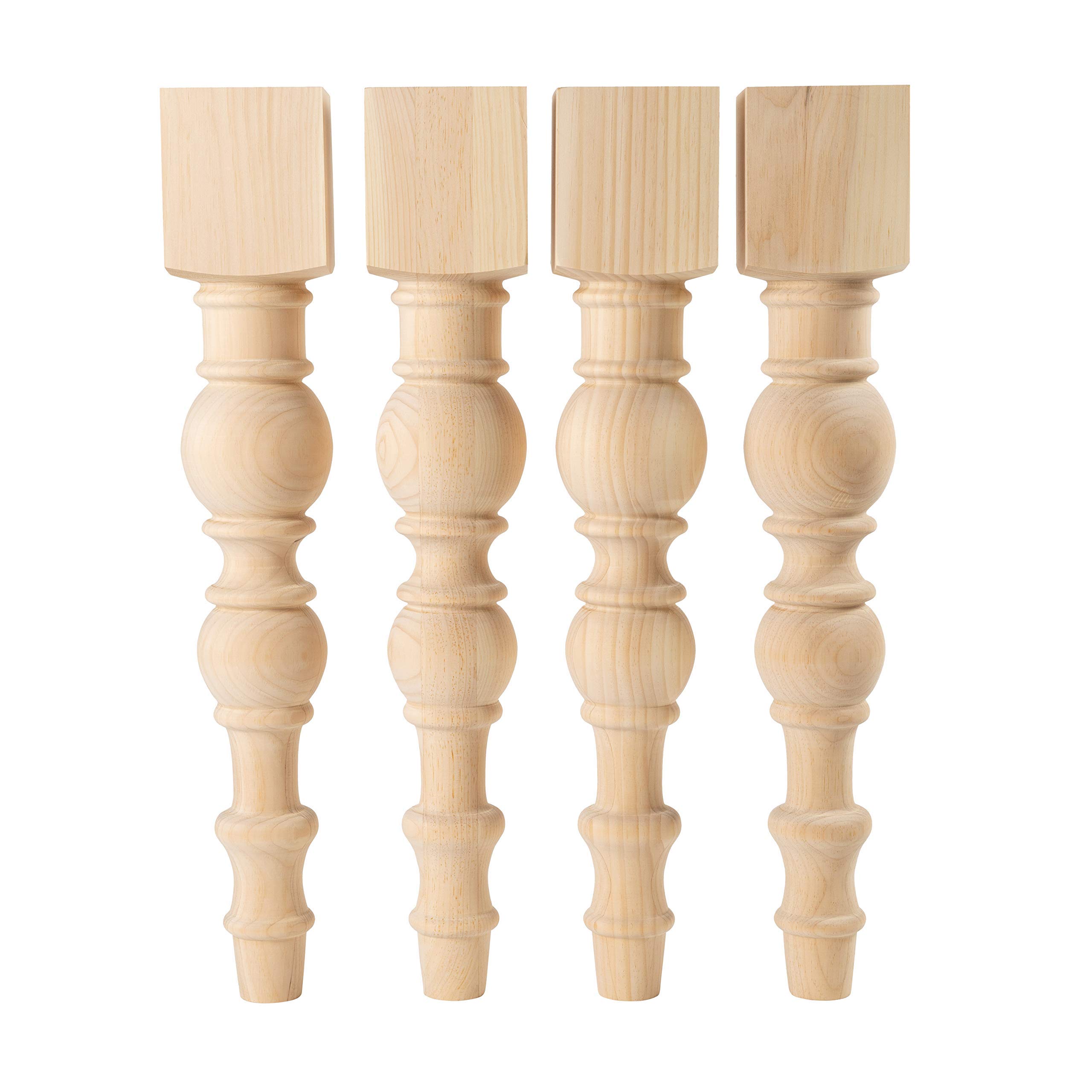 Modern Farmhouse Dining Table Legs Set of 4 - Unfinished Turned Wooden Legs 5