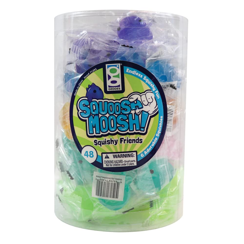 Raymond Geddes Squoosh Moosh Squishy Friends Fidget Toys - Pack of 48 Stress Relief Sensory Toys for Kids & Adults - Perfect for Anxiety Relief, Classroom Rewards, and Office Desk Decor