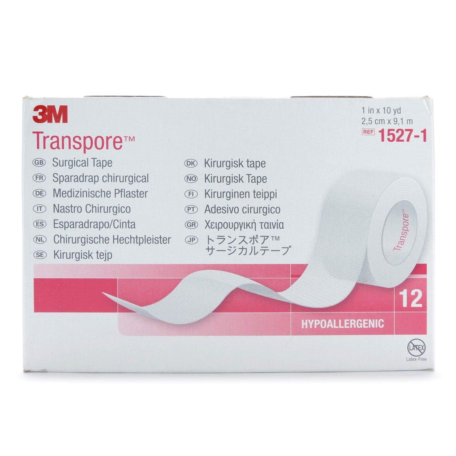 3M Transpore Plastic Medical Tape 1 Inch x 10 Yards - Breathable, Hypoallergenic Surgical Tape for Wound Care, First Aid, Bandage Securing - Ideal for Hospitals, Clinics & Home First Aid Kits