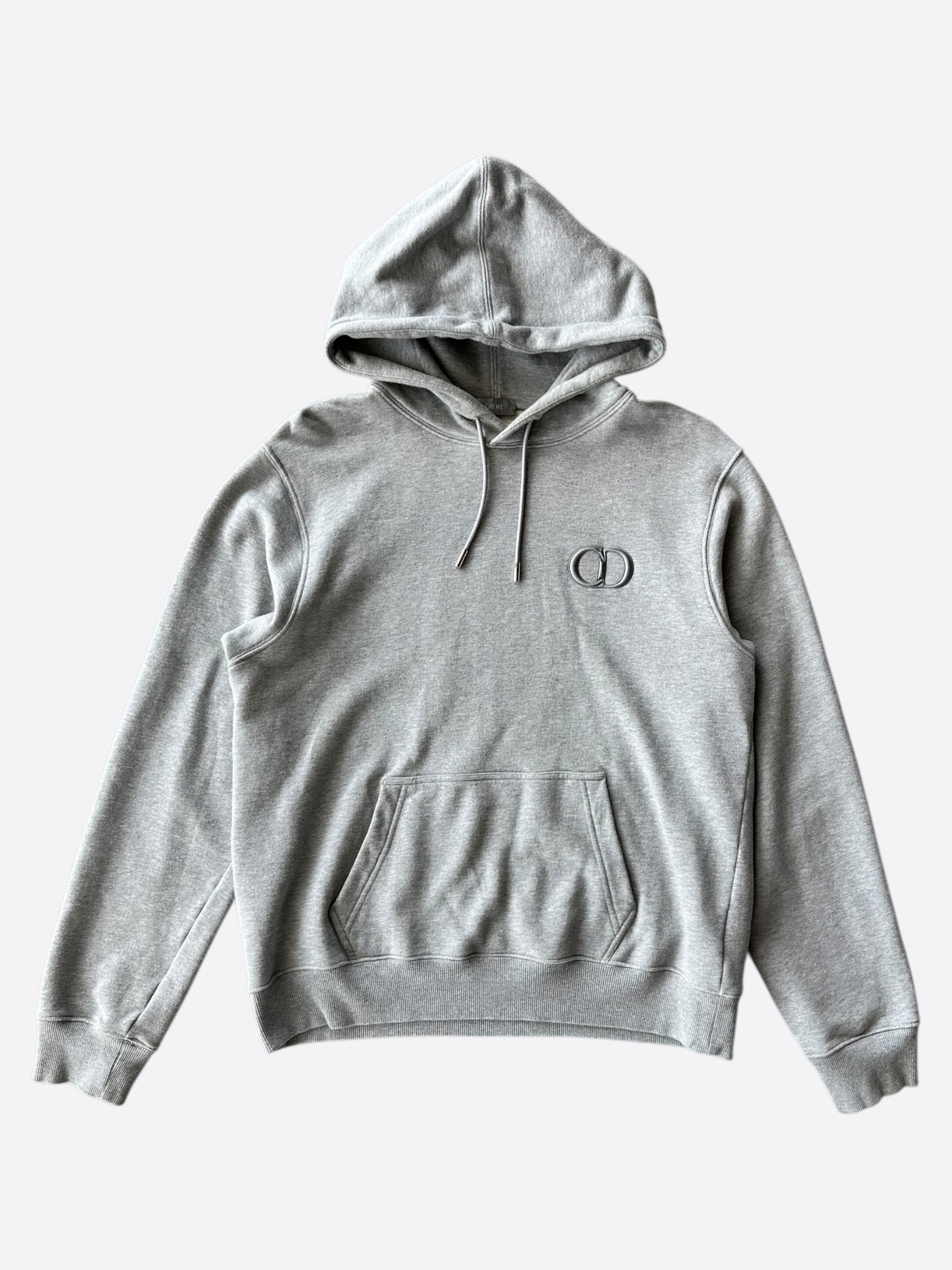Dior Grey CD Icon Embroidered Hoodie - Men's Luxury Streetwear Pullover for Casual Wear & Fashion Outfits | Perfect for Urban Style & Everyday Comfort