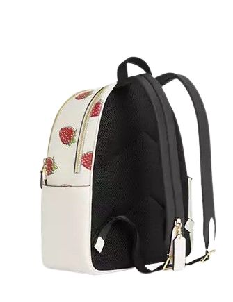 Coach Court Backpack with Strawberry Print - Stylish Women's Leather Backpack for Work, School & Travel | Trendy Crossbody Bag for Everyday Use