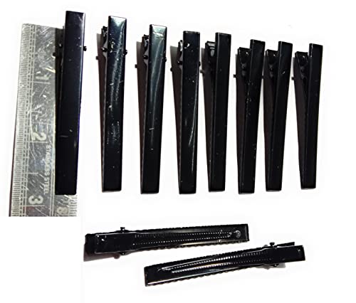 3 Inch Flat Metal Single Prong Alligator Hair Clips - Black DIY Barrette Bow Clips Set of 30 Pieces for Women, Girls, Hair Styling & Craft Projects