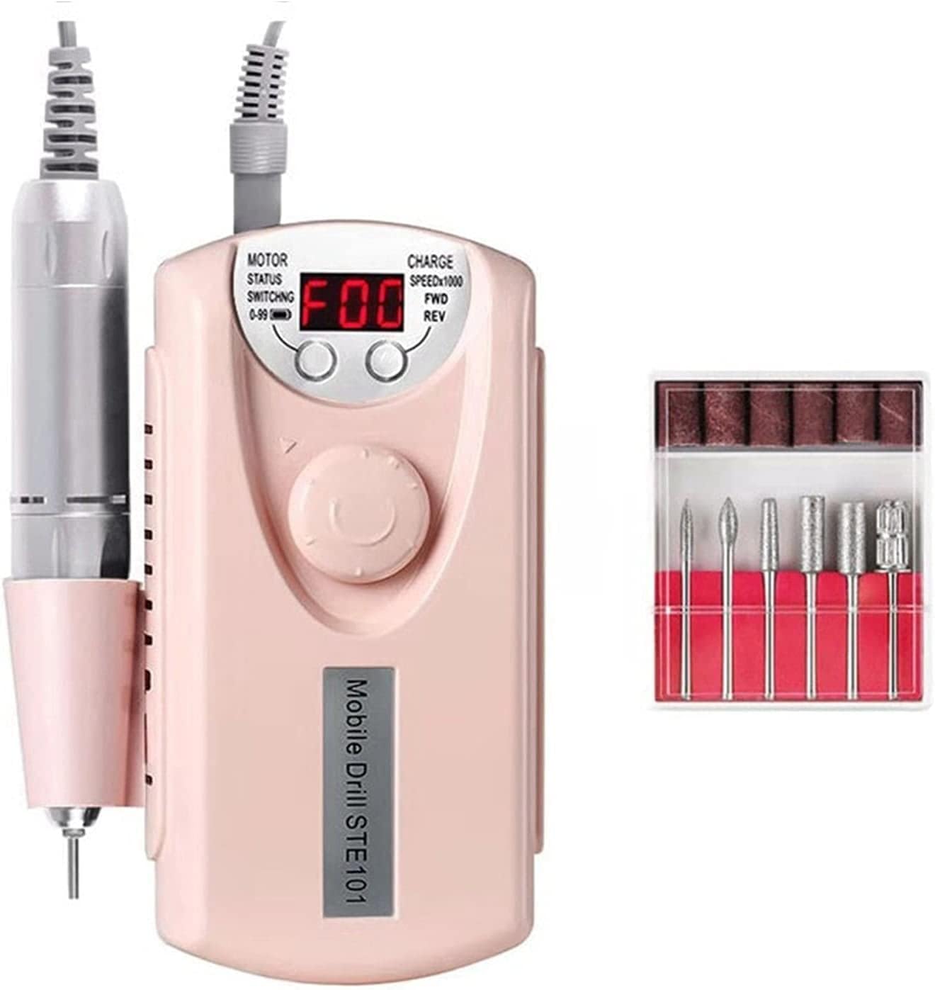 Professional Electric Nail Drill Kit - Rechargeable Portable Nail Drill Pen for Manicure, Gel Polish & Nail Art | Pink Nail Care Tools for Salon & Home Use | Perfect for DIY Nails & Professional Manicurists