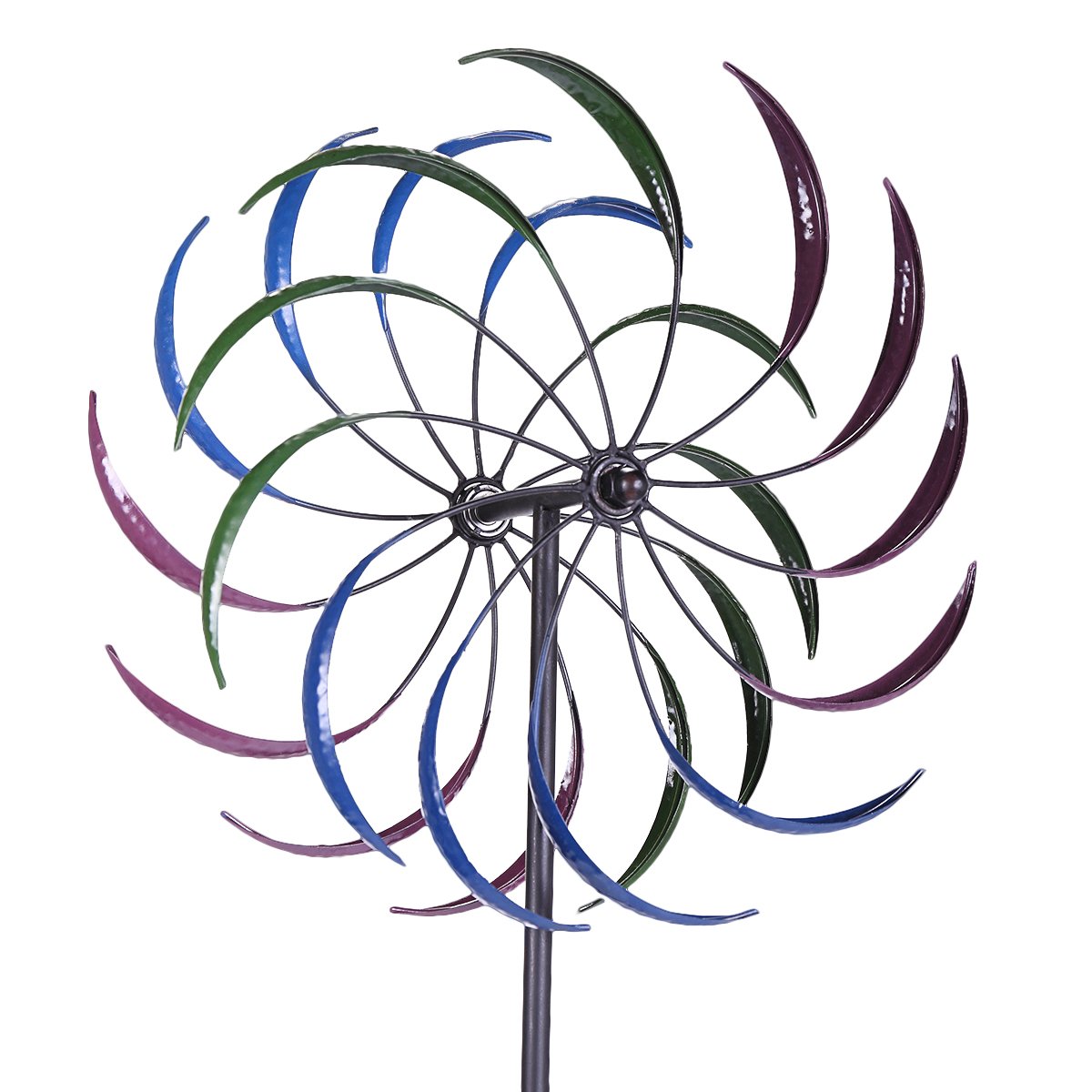 Vibrant Rainbow Wind Spinner - Colorful Kinetic Garden Decor for Lawn, Patio, and Yard | Durable Outdoor Windmill Pinwheel for Decorative Landscaping - Perfect for Backyard, Garden, and Outdoor Parties