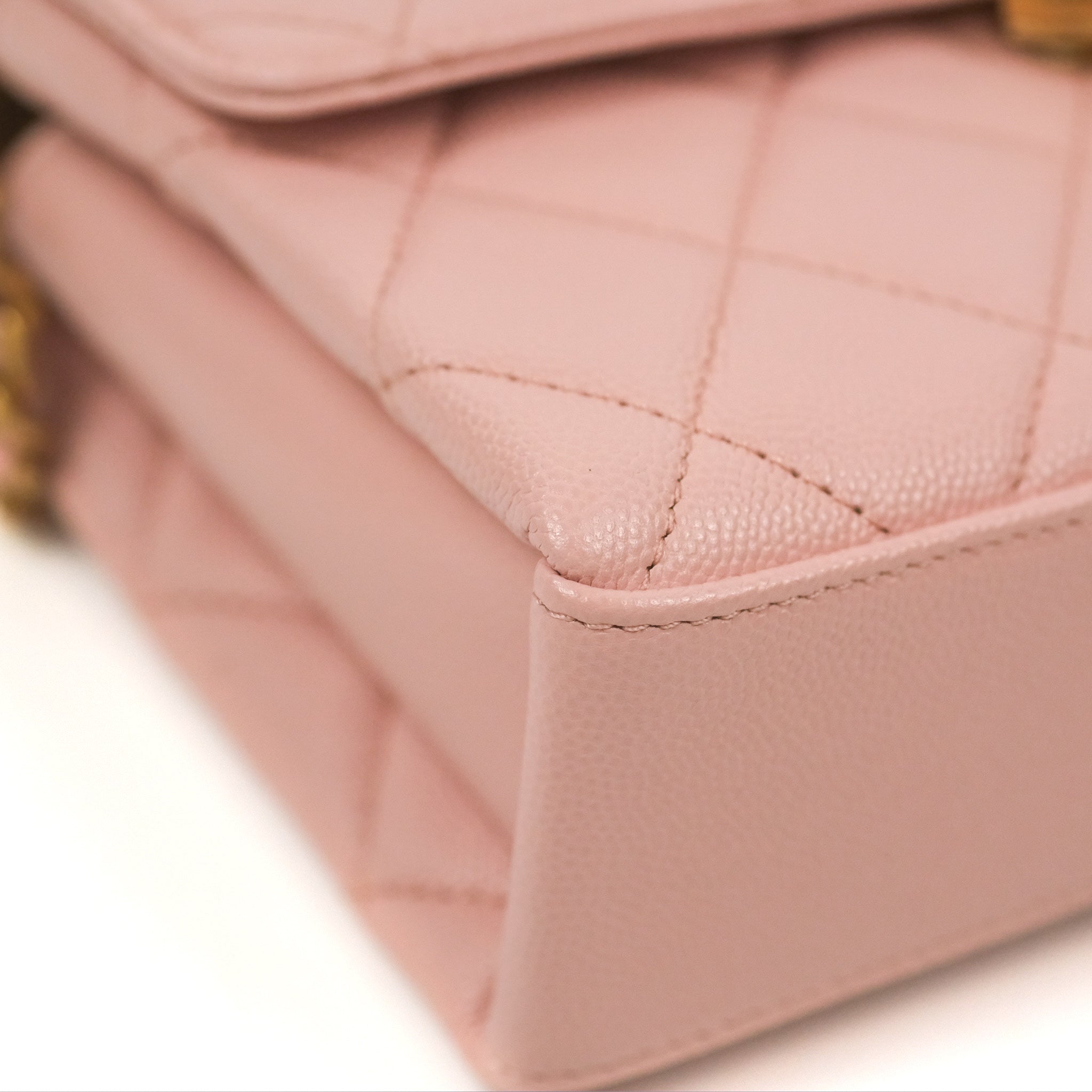 Chanel Carry Me Top Handle Flap Bag in Pink Caviar Leather with Aged Gold Hardware 23S Collection - Perfect for Date Nights, Parties & Special Occasions