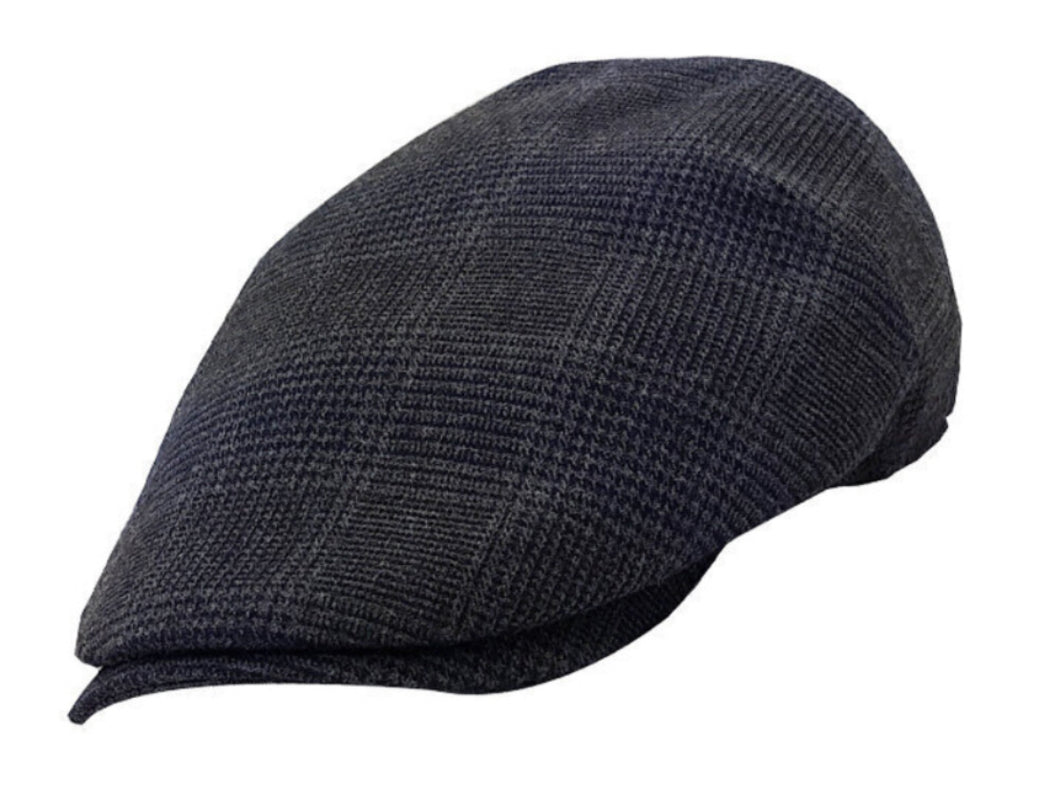 Stanton Black Wool Blend Check Ivy Cap - Classic Vintage Newsboy Hat for Men & Women - Perfect for Casual Outfits, Fall & Winter Fashion