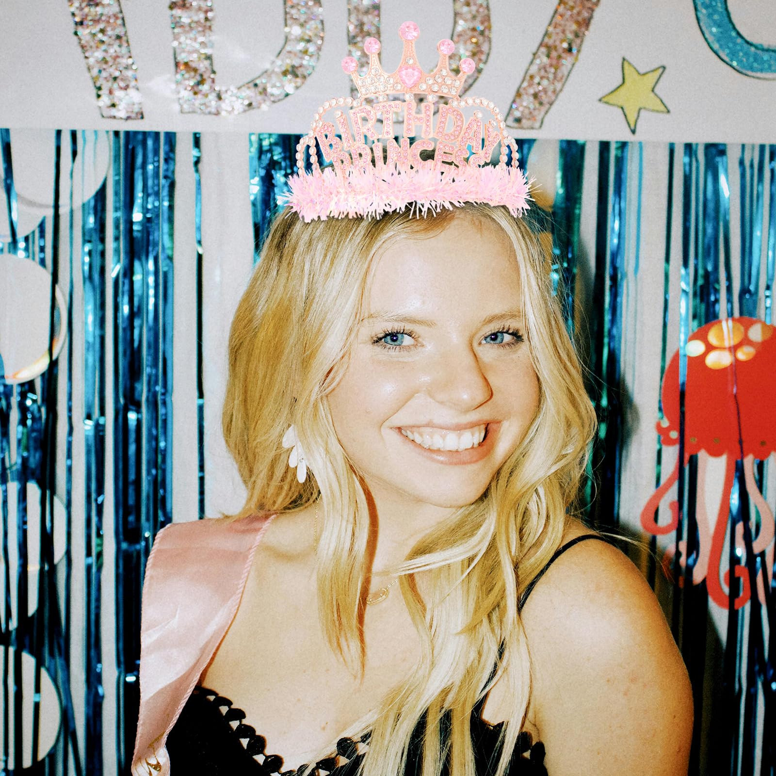 Pink Princess Crown for Girls & Women - Birthday Tiara for Party Decorations, Gifts & Celebrations | Perfect for Birthday Parties, Pageants, Dress-Up & Special Events