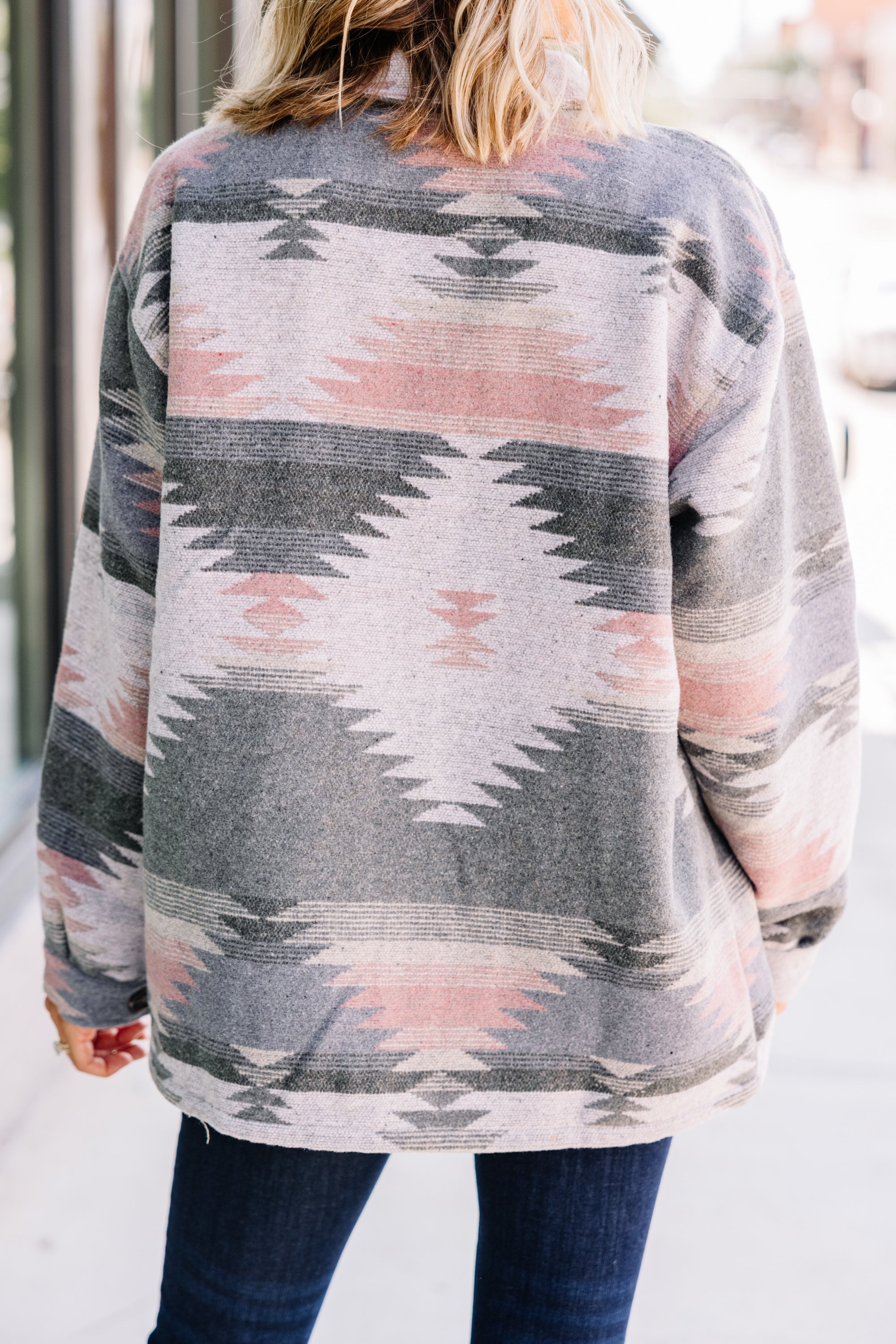 At Your Best Charcoal Gray Aztec Shacket - Stylish Overshirt for Men & Women | Perfect for Fall Layering, Outdoor Adventures & Casual Wear