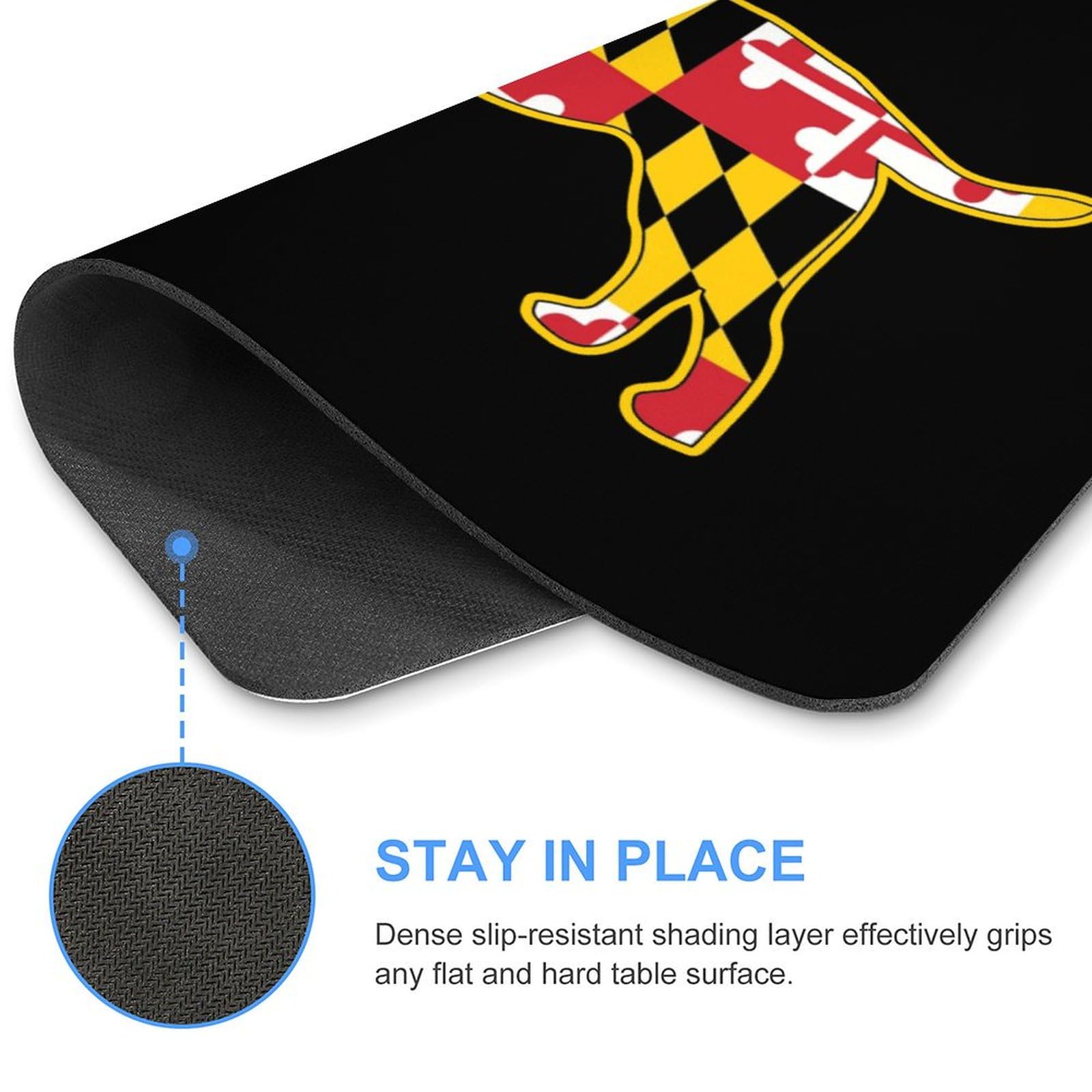 Golden Retriever Dog with Maryland Flag Durable Non-Slip Mouse Pad - Waterproof Gaming Mouse Mat for Home & Office - Perfect for PC, Laptop, Workstation & Gaming Setup