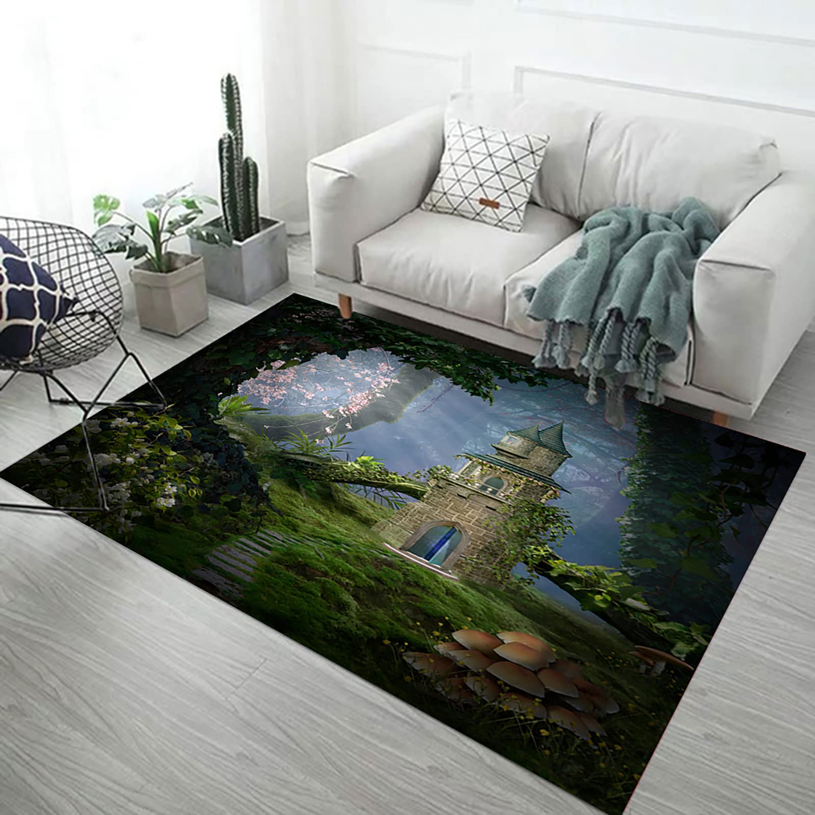 Trippy Mushroom Fantasy Area Rug - Abstract Geometric Non-Slip Floor Mat for Living Room, Dining Room, Bedroom & Kitchen | Boho Home Decor, Psychedelic Accent Rug for Cozy Spaces