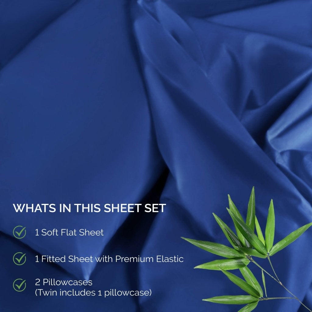 300 Thread Count Rayon Bamboo Deep Pocket Sheet Set - Ultra Soft & Breathable Bed Sheets for Queen Size Mattress - Perfect for Hot Sleepers & All-Season Comfort