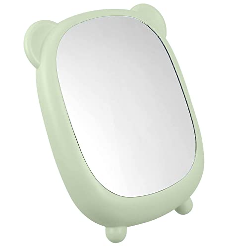 WOODTULA Cartoon Desktop Makeup Mirror - Portable Tabletop Vanity Mirror with Cute Design - Perfect for Home, Travel & Gift (Green, Set of 1)
