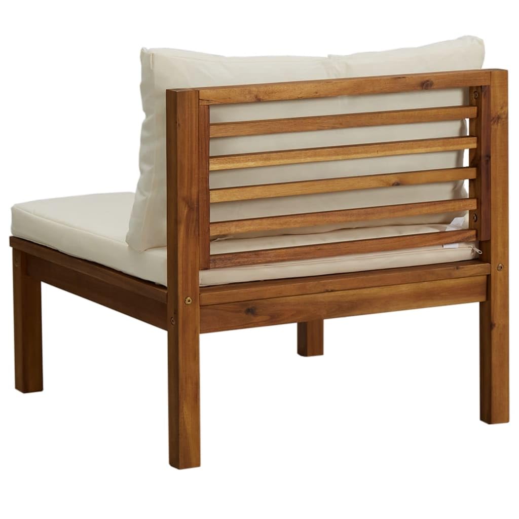 Premium Acacia Wood Outdoor Sectional Sofa with Cream White Cushions - Patio Lounge Furniture for Garden, Poolside & Backyard Relaxation