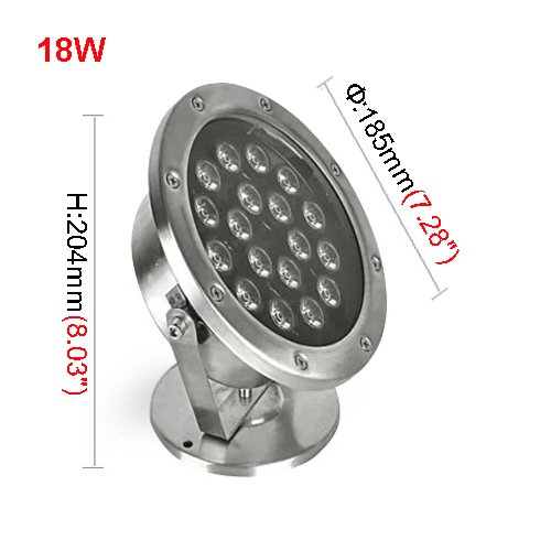 18W LED Spot Light Fixture - Outdoor Waterproof IP68 Underwater Flood Lamp for Pool, Garden, Pathway & Landscape Lighting