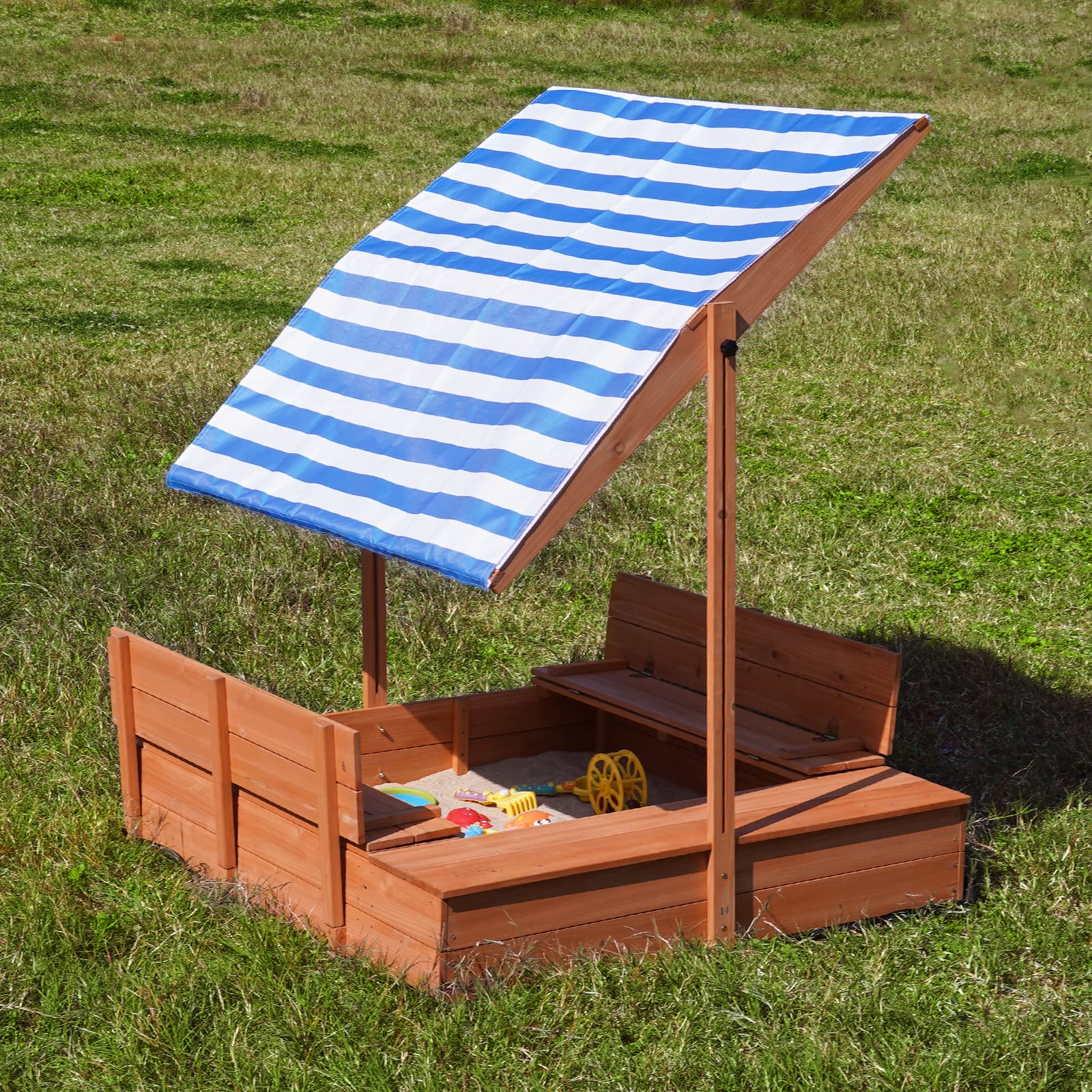 Kids' Outdoor Wooden Sandbox with Lid & Toy Storage | 47x47 Inch Sand Play Box with Protective Bottom Liner | Perfect for Backyard, Playground & Preschool Activities