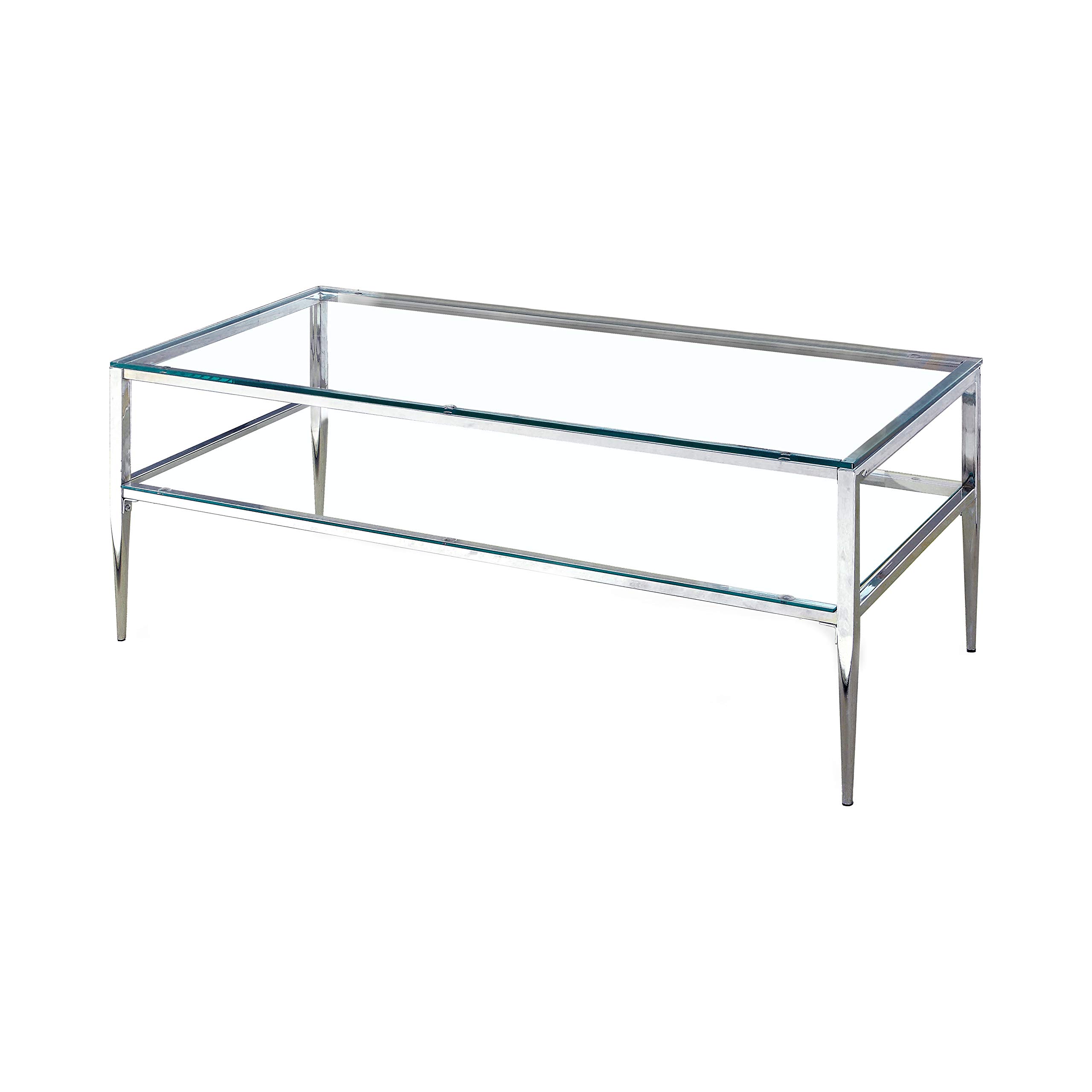 Gwendolina Modern 3-Piece Glass Top Coffee Table Set with Chrome Base - Contemporary Living Room Furniture for Home & Office Decor | Perfect for Small Spaces, Apartments and Lounge Areas