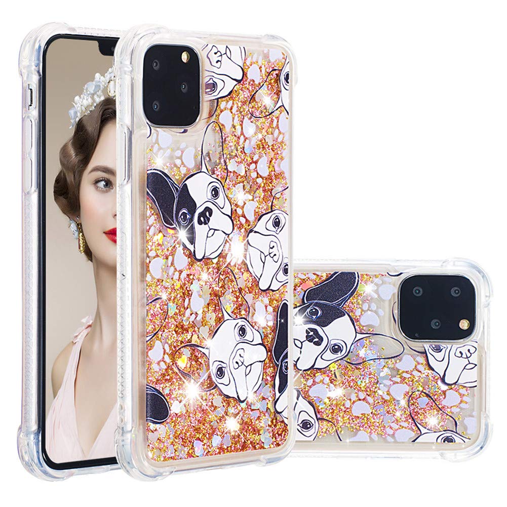 MRSTERUS iPhone 11 Pro Max Case - Glitter Liquid Floating Sparkle Clear TPU Silicone Cover | Shockproof Protective Slim Bumper | Perfect for Everyday Use, Parties & Pet Lovers (6.5 Inch)