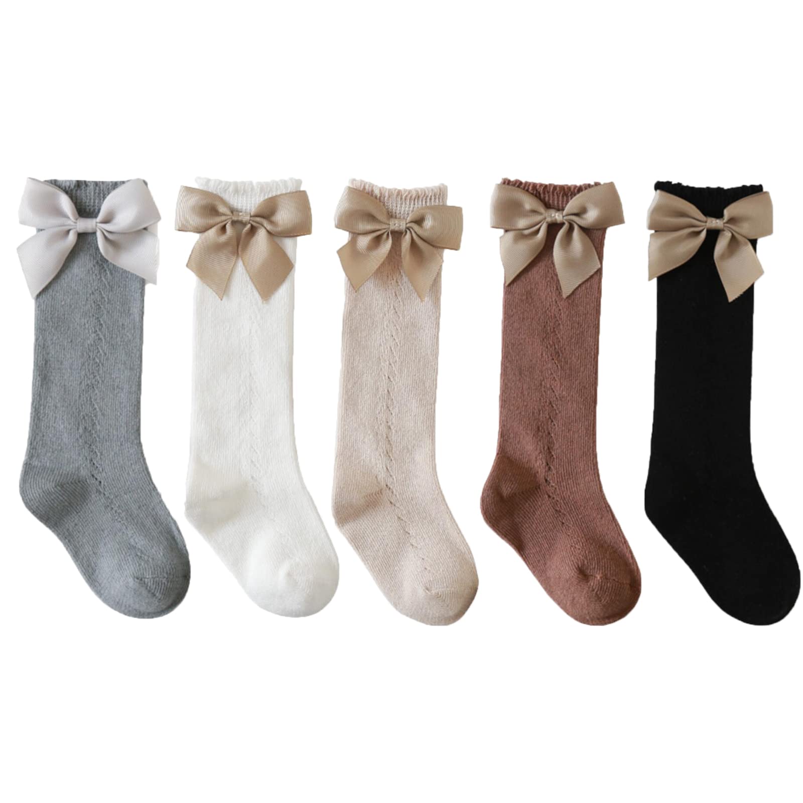 Baby Girls Knee High Socks - Toddler Bow Mesh Breathable Dress Socks | Kids Cotton Tube Uniform Stockings for School, Dance & Special Occasions