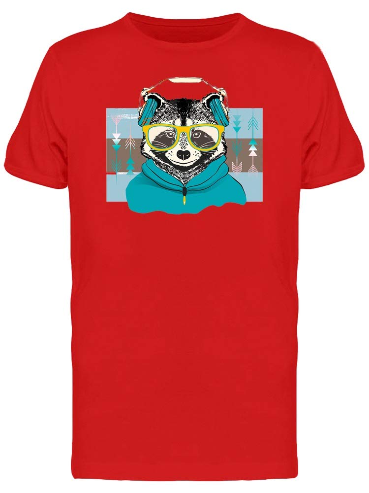 Smartprints Raccoon with Headphones Graphic T-Shirt for Men - Trendy Casual Streetwear for Music Lovers & Urban Fashion