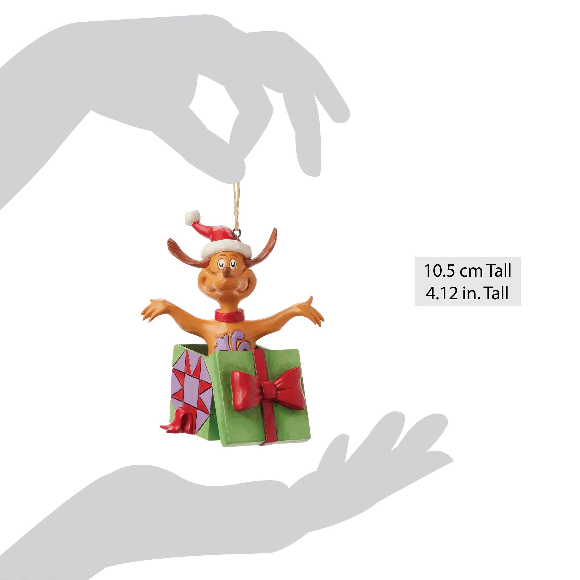 Max in Present Ornament - Elegant Christmas Gift Box for Holiday Decorations | Perfect for Tree Decor, Home & Office Festive Decor
