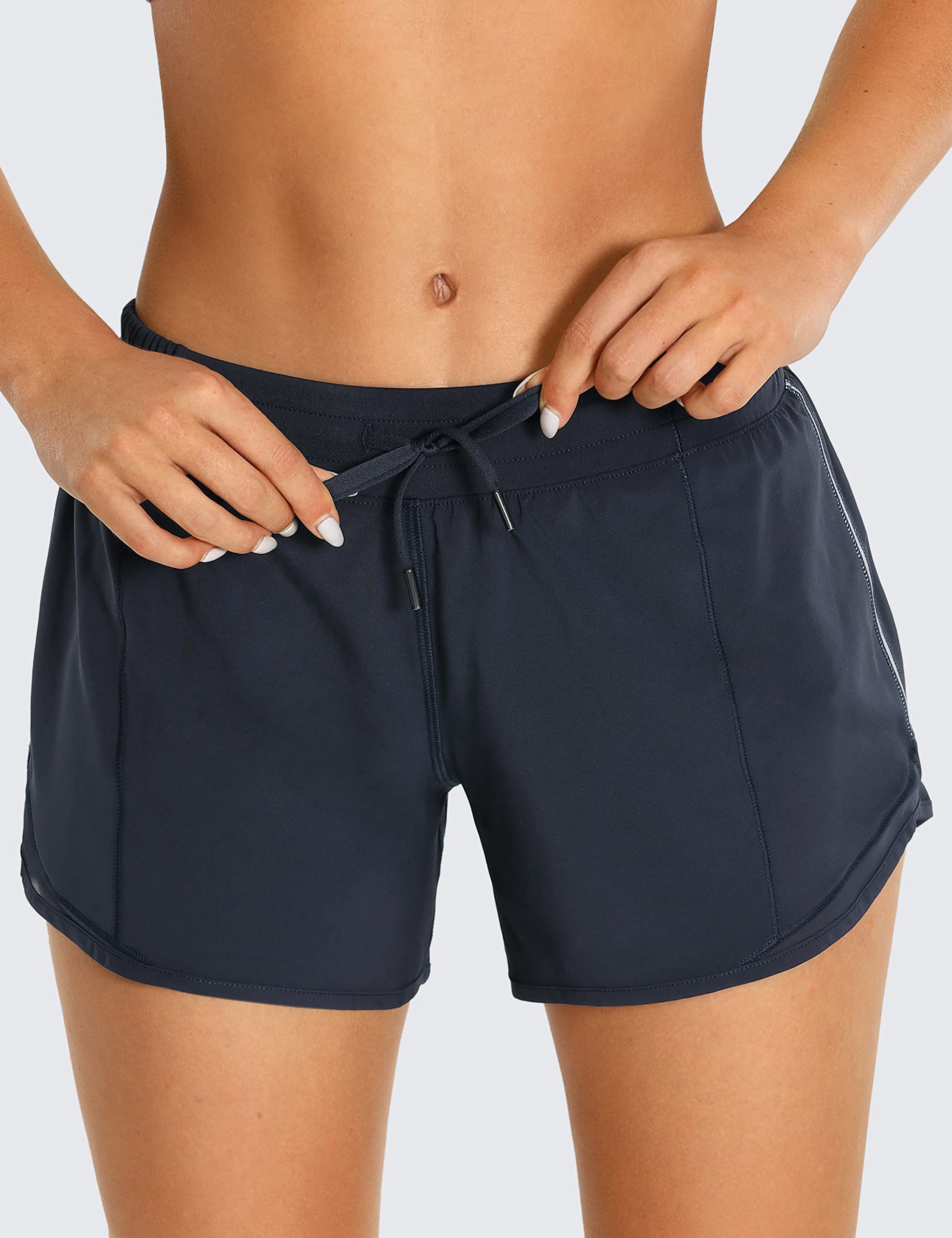 CRZ YOGA Women's Running Shorts with Zip Pocket - 4