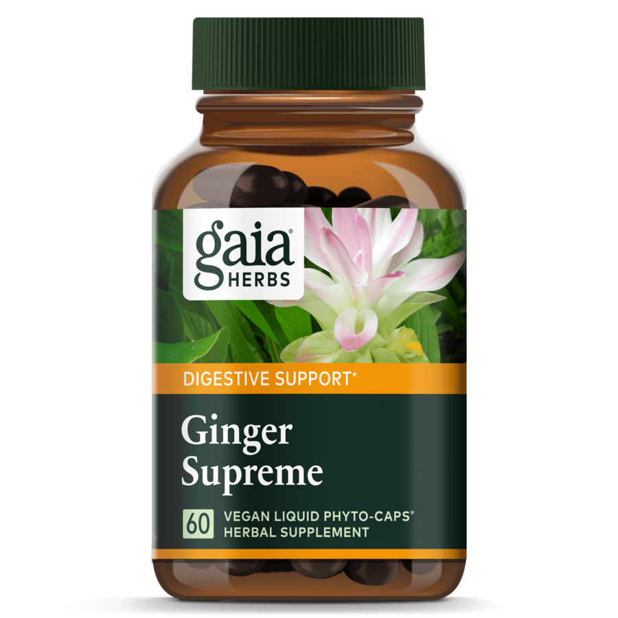 Gaia Herbs Ginger Supreme 60 Capsules - Supports Digestive Health & Nausea Relief for Travel & Morning Sickness